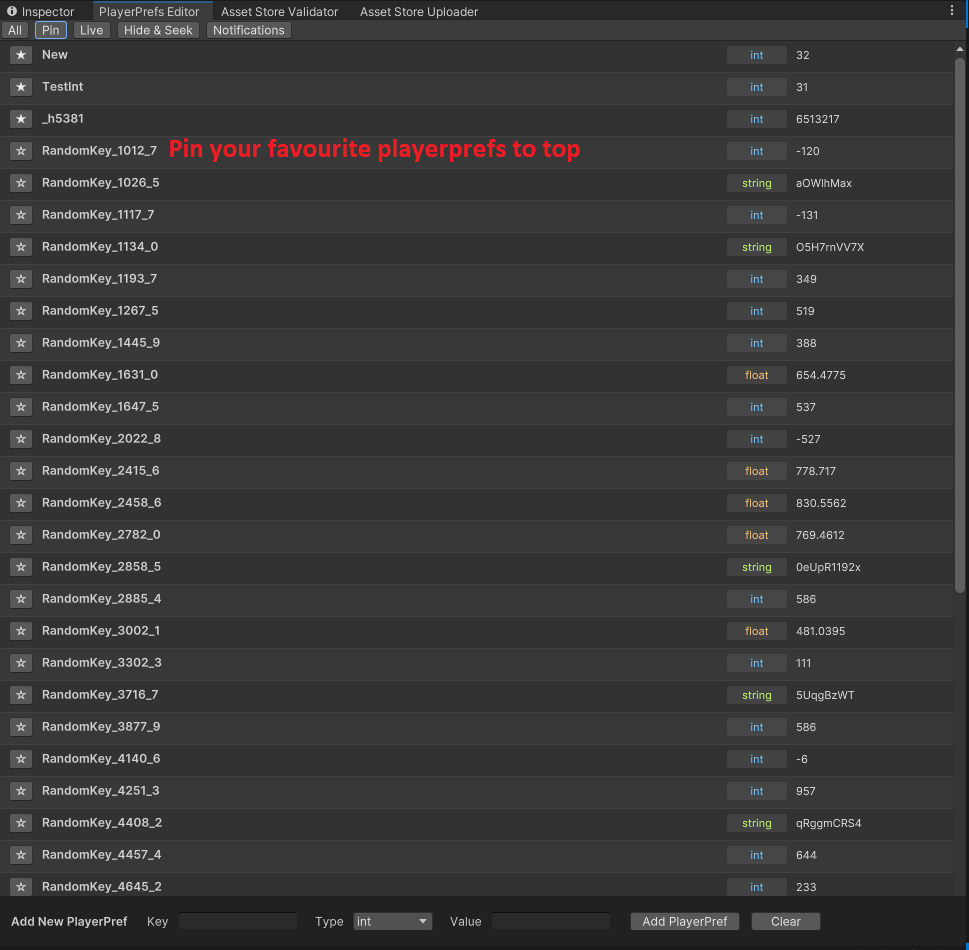 PlayerPrefs Editor - All Tab View