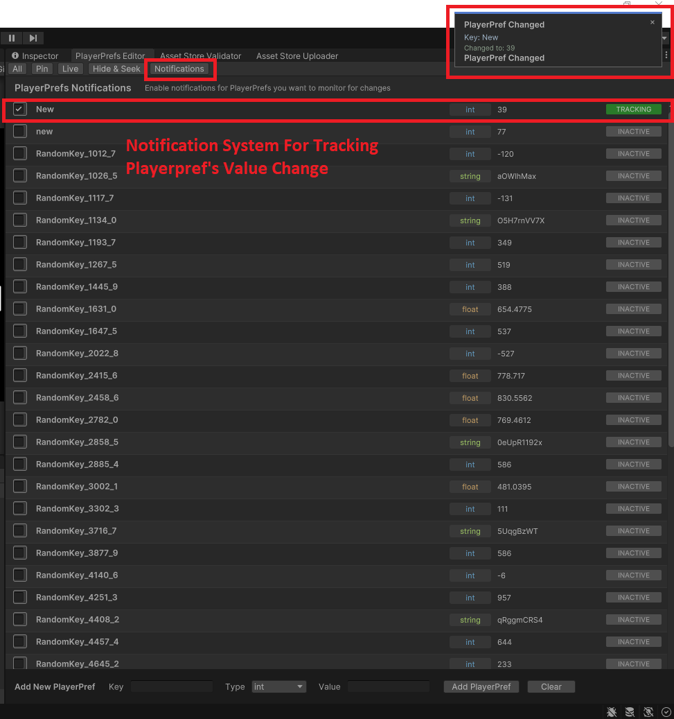 PlayerPrefs Editor - Pin Tab
