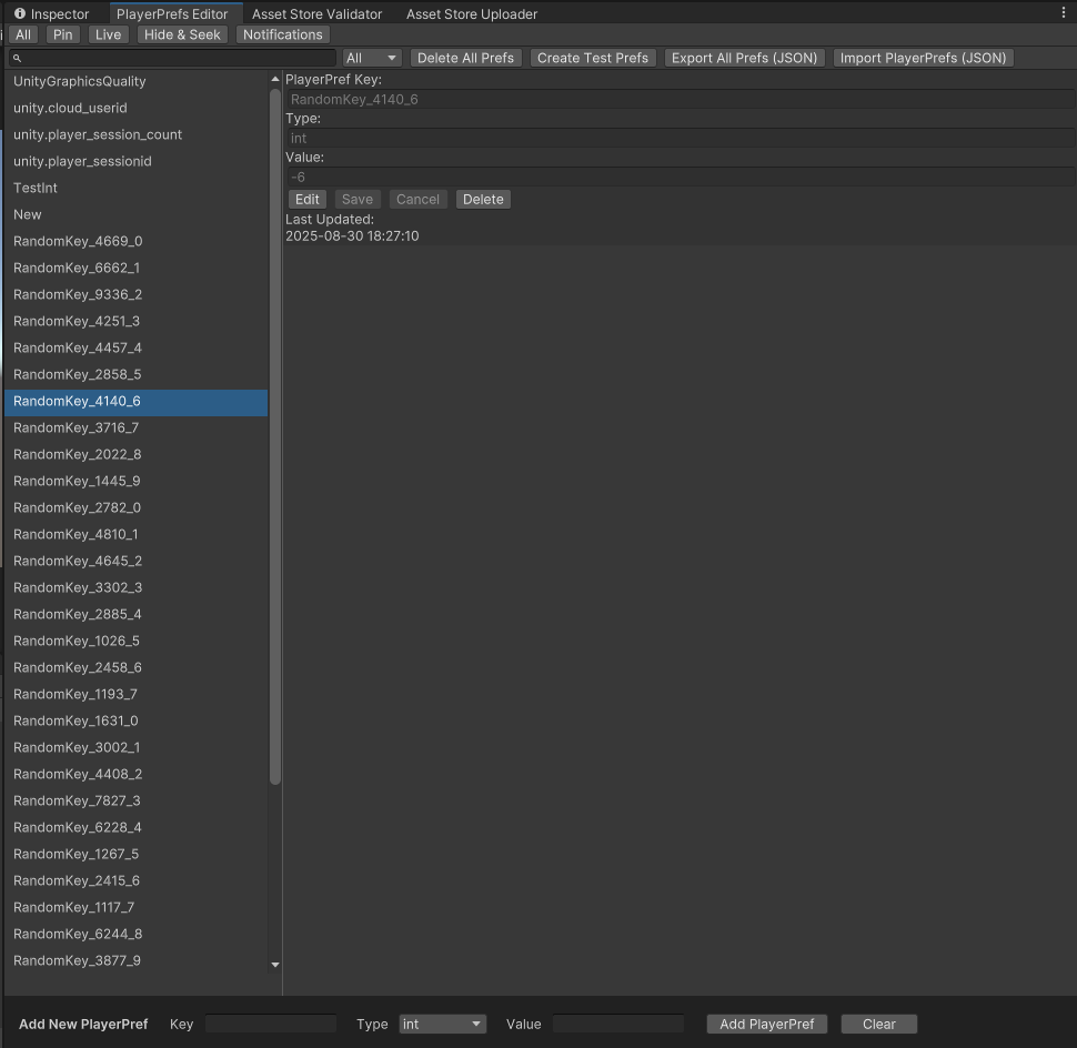 PlayerPrefs Editor - Live Monitoring