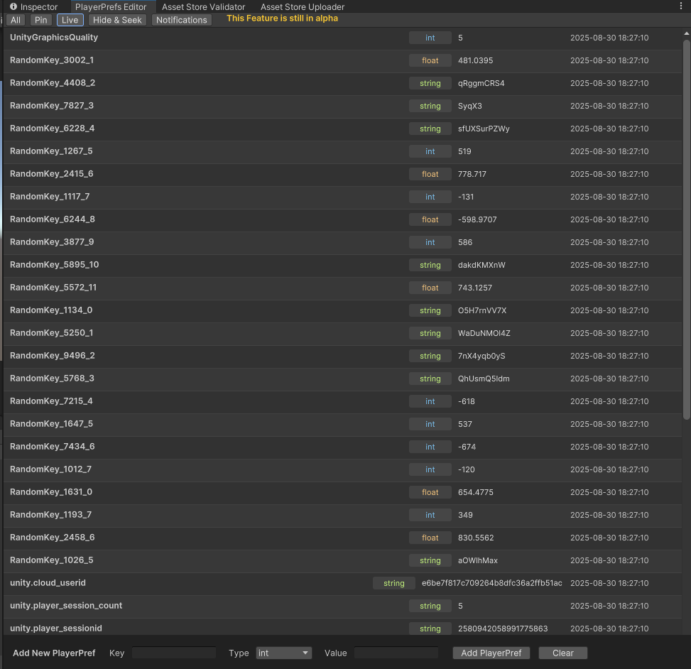 PlayerPrefs Editor - Hide & Seek Filtering